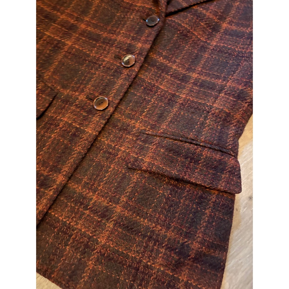 Vtg 90s Jones New York Country Wool Plaid Blazer Jacket Womens 4 Dark Academia - Picture 3 of 11